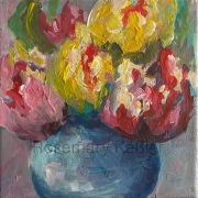 Blue bowl with tulips