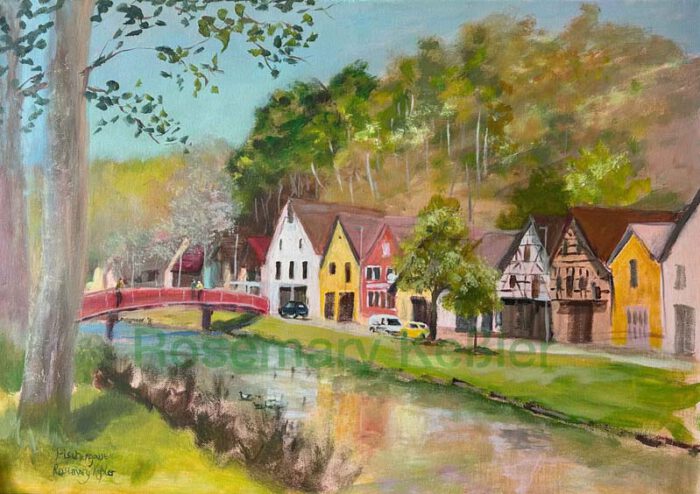 Gemälde der Fischergasse in Waischendorf von Rosemary Kessler